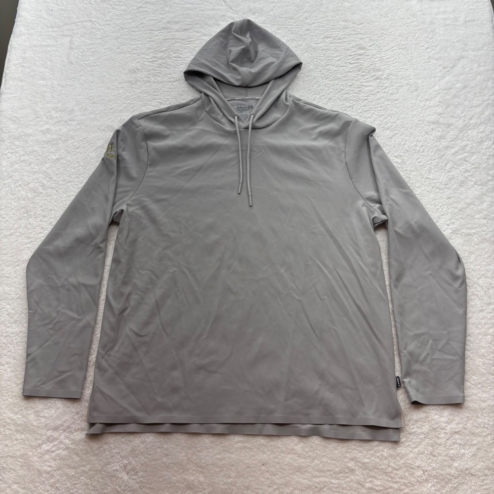 Johnnie-O Performance Hoodie Mens XL Grey Ribbed Stretch Active Pullover